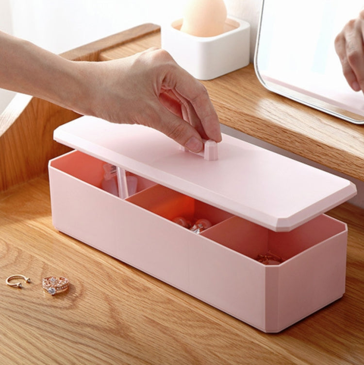 3 PCS Desktop Partition Cosmetics Storage Box Debris Finishing Box Dustproof Cotton Swab Cotton Storage Box Random Color