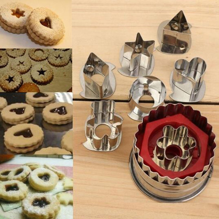 8 PCS Cookie Cutter Tools 3D Scenario Stainless Steel Cookie Cutter Set Gingerbread Cake Mould Fondant Cutter(Silver)