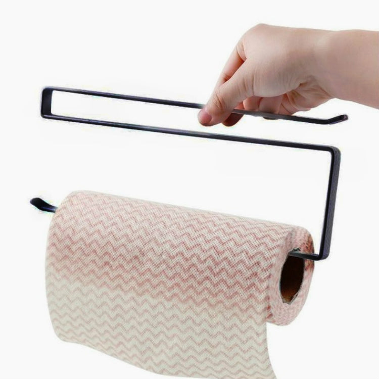 3 PCS Door Cabinet Hanging Paper Towel Rack Partition Layer Kitchen Paper Cling Film Storage Rack(Black)