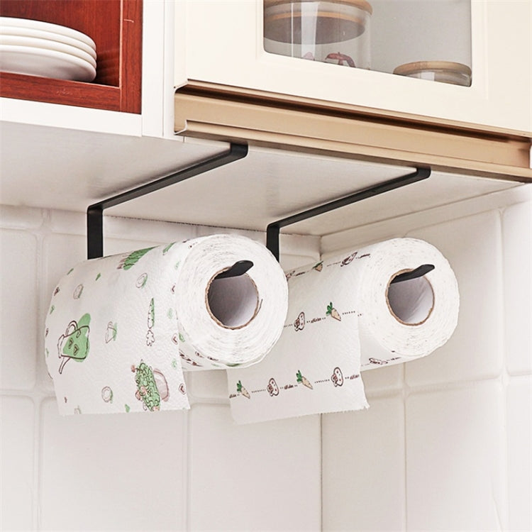 3 PCS Door Cabinet Hanging Paper Towel Rack Partition Layer Kitchen Paper Cling Film Storage Rack(Black)