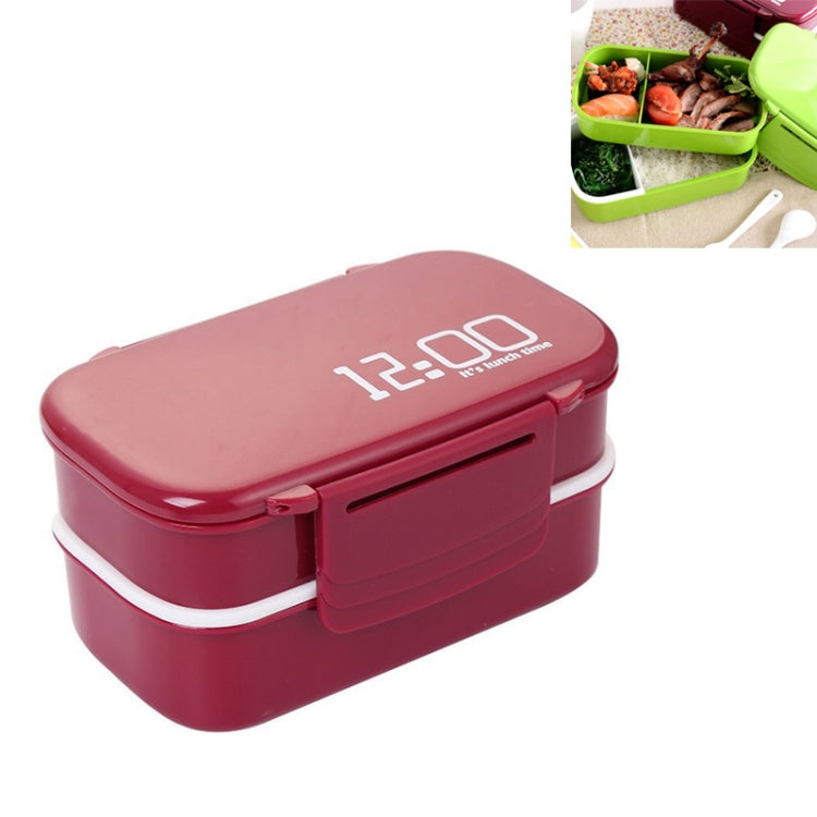 Latticed Double-Decked Plastic Lunch Box With Buckles
