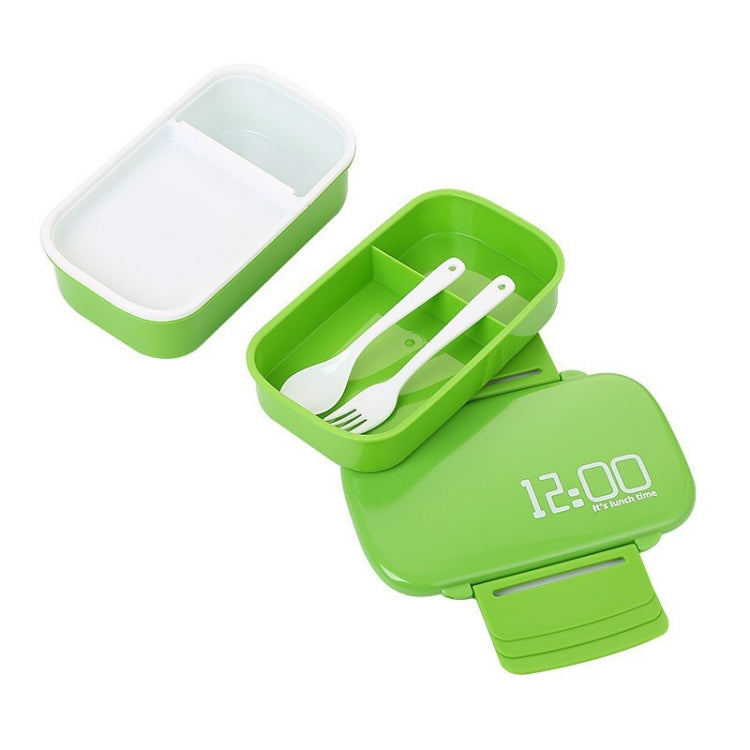 Latticed Double-Decked Plastic Lunch Box With Buckles