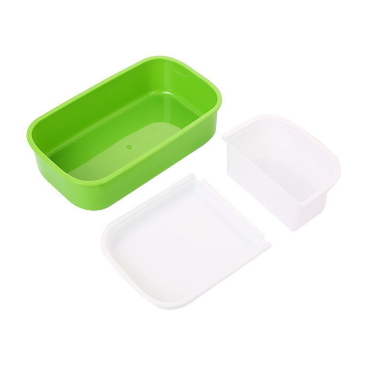 Latticed Double-Decked Plastic Lunch Box With Buckles