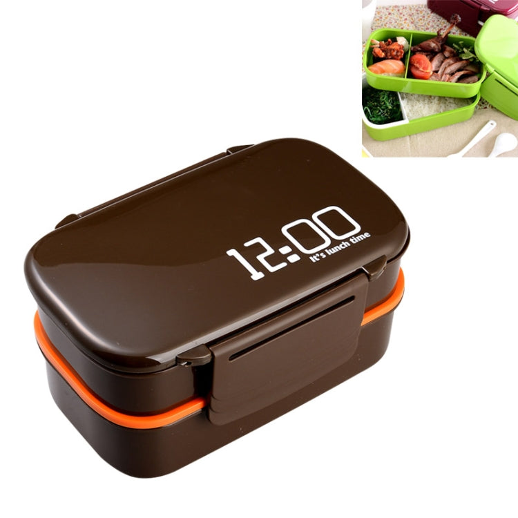 Latticed Double-Decked Plastic Lunch Box With Buckles