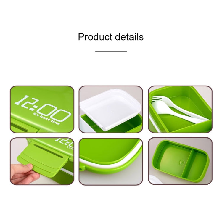 Latticed Double-Decked Plastic Lunch Box With Buckles