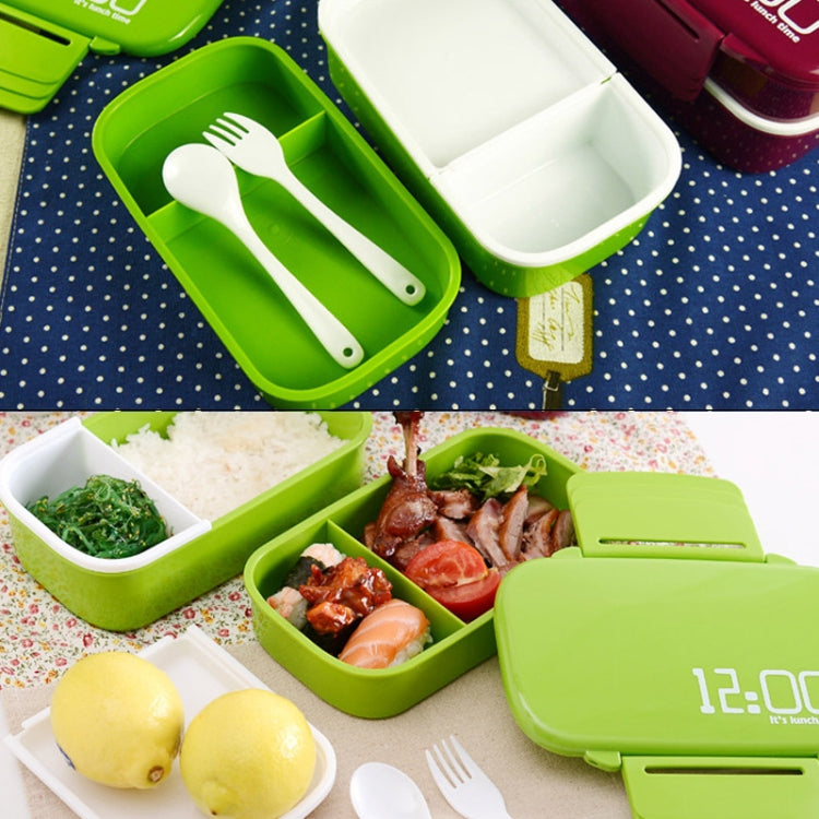 Latticed Double-Decked Plastic Lunch Box With Buckles