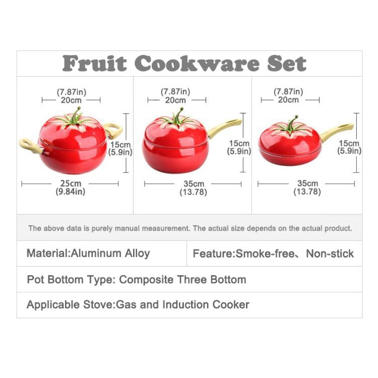 Creative Cute Tomato Shaped Pot Complementary Food Non-stick Frying Pan Cooker Universal, Style:Pot Set