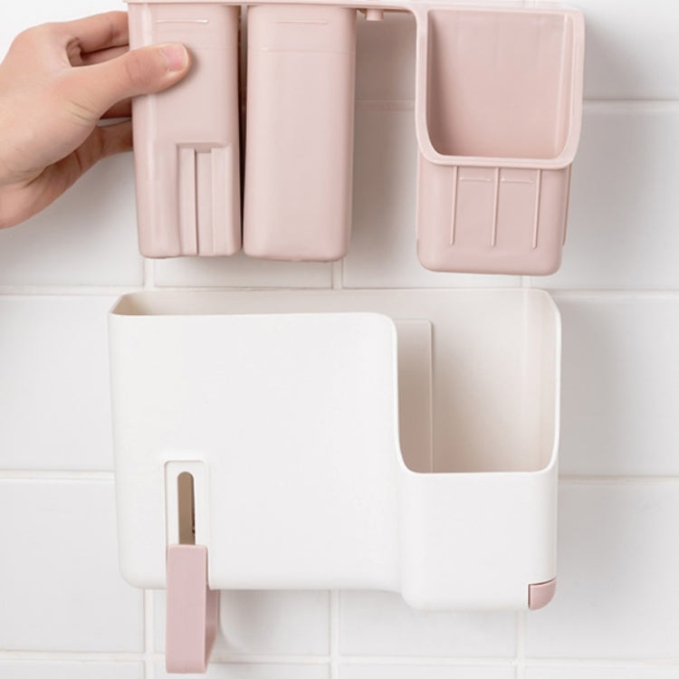 Multifunctional Wall-mounted Chopstick Drain Tube Household Tableware Knife Holder Storage Box(Blue)