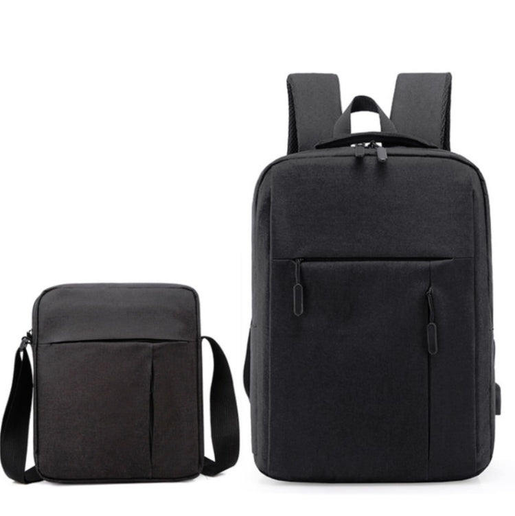 Men Travel Portable Backpacks + Shoulder Bags Set Student School Bag Waterproof Computer Bag