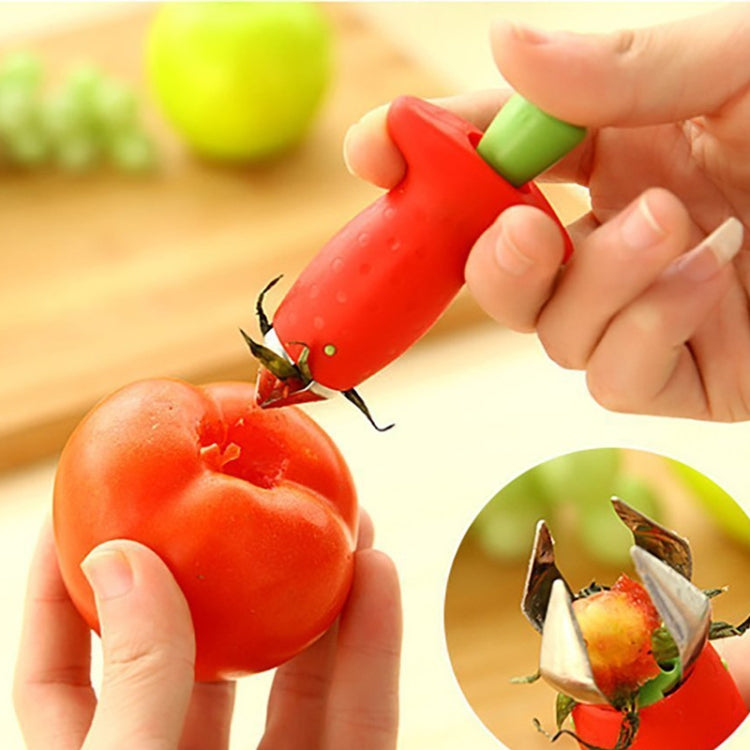 2 PCS Strawberry Huller Metal Tomato Stalks Plastic Fruit Leaf Knife Stem Remover Kitchen Tool