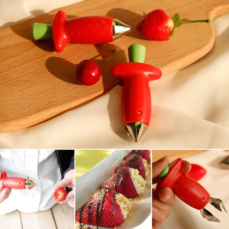 2 PCS Strawberry Huller Metal Tomato Stalks Plastic Fruit Leaf Knife Stem Remover Kitchen Tool