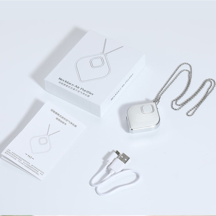Portable Hanging Neck Air Purifier Negative-Ion Necklace Formaldehyde Anti-fog Haze Air Purifier(White)