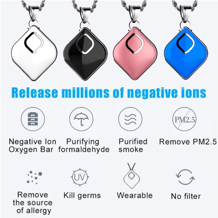 Portable Hanging Neck Air Purifier Negative-Ion Necklace Formaldehyde Anti-fog Haze Air Purifier(White)