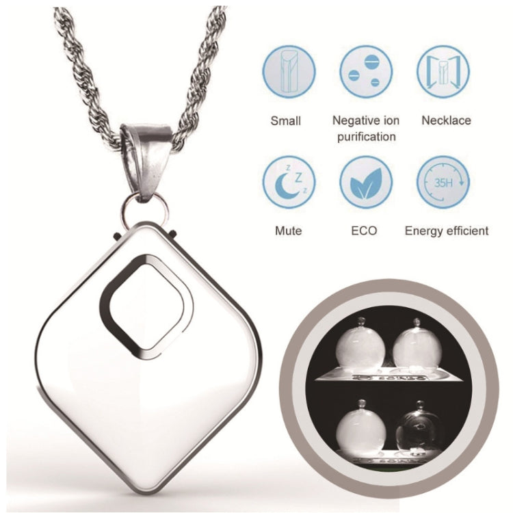 Portable Hanging Neck Air Purifier Negative-Ion Necklace Formaldehyde Anti-fog Haze Air Purifier(White)