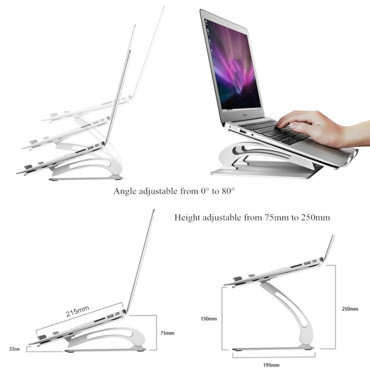 Aluminum Laptop Stand Height Angle Adjustable Tablets Notebook Cooling Holder For MacBook Air Pro 11-17 inch(Black)