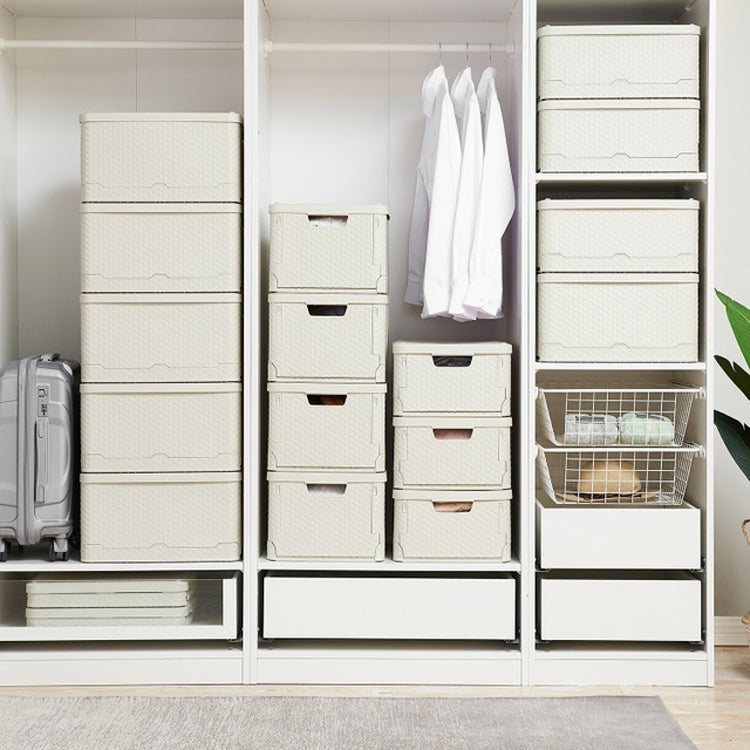 Collapsible Finishing Dormitory Wardrobe Plastic Storage Box with Cover Lip, Size:L 43.8x33x24.5cm