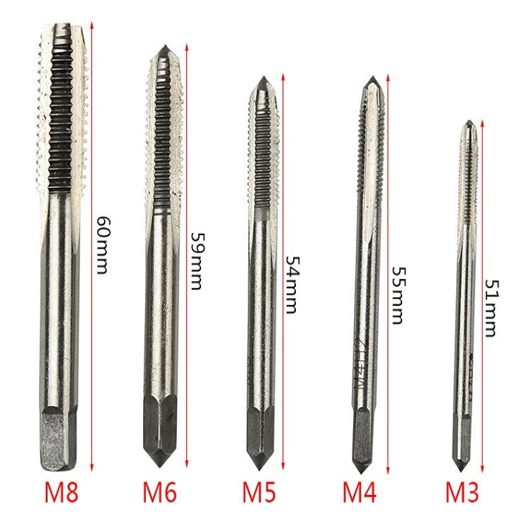 5 In 1 M3-M8 Threaded Taps Hand Straight Slot Taps