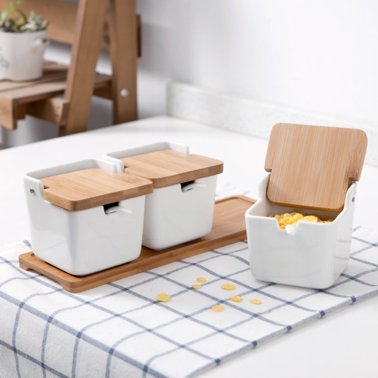 Household Ceramic Seasoning Jar Set Kitchen Supplies, Size:Single Can with Spoon