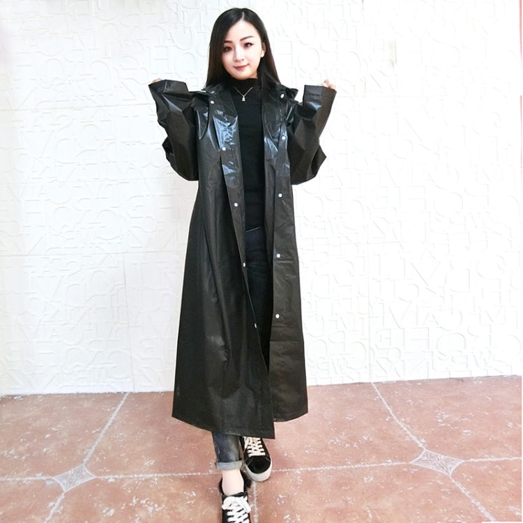 Women Men Black Rain Clothes Covers Waterproof Hooded Rain Coat