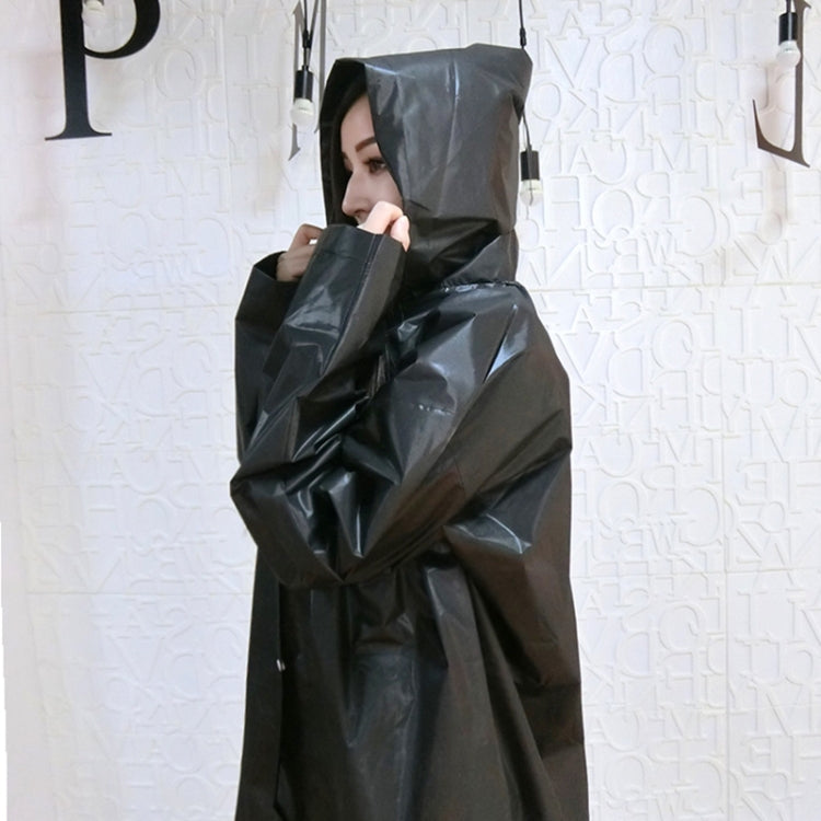 Women Men Black Rain Clothes Covers Waterproof Hooded Rain Coat