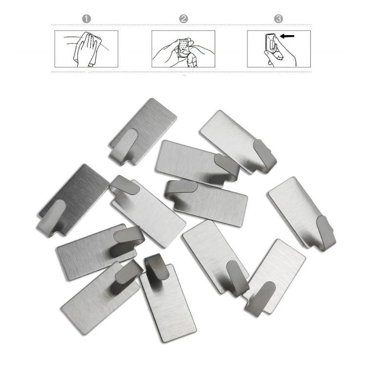 16 PCS Fine Hook Wall Free Punch Hook Stainless Steel Kitchen Bathroom Glue Hook Coat Hook