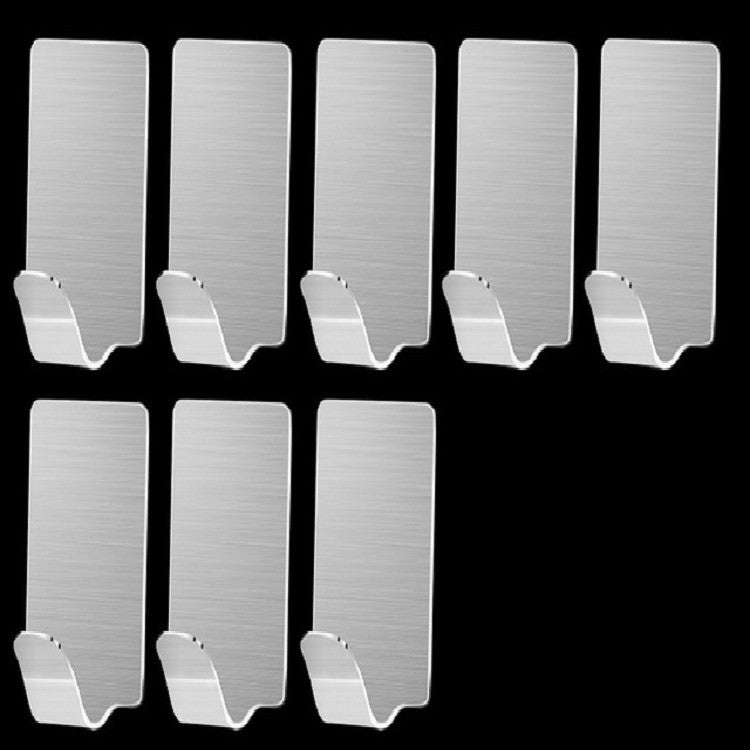 8 PCS Wide Hook Wall Free Punch Hook Stainless Steel Kitchen Bathroom Glue Hook Coat Hook
