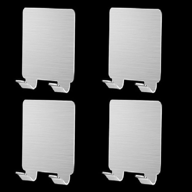 4 PCS Double Hook Wall Free Punch Hook Stainless Steel Kitchen Bathroom Glue Hook Coat Hook