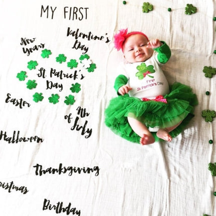 Newborn Toddler Baby Milestone Blanket Photo Photography Tool Prop Letter Backdrop Clock Calendar Background Blanket(words)