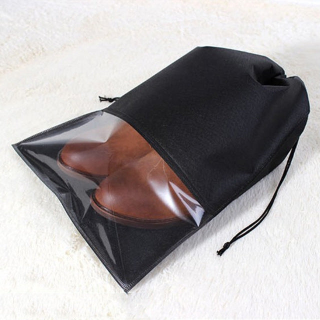 10 PCS Waterproof Shoes Storage Bag Pouch Portable Travel Organizer Drawstring Bag Cover Non-Woven Organizer, Size:27x36cm