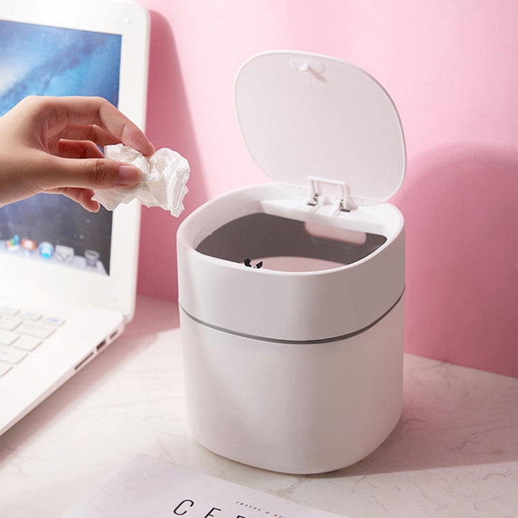 Household Mini Desktop Trash Can Covered Debris Storage Cleaning Cylinder Box, Style:Flip Lip