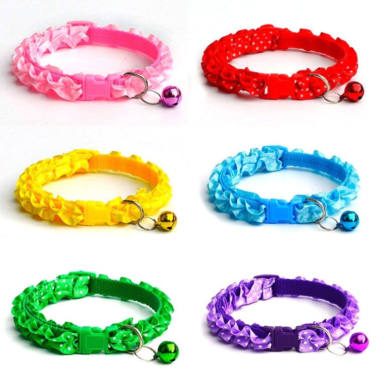 10 PCS Lovely Adjustable Buckle Collar Cat Dog Lace Collar with Bell