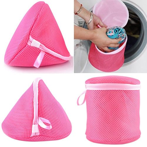 2 PCS Underwear Bra Laundry Mesh Wash Basket Net Washing Storage Zipper Bag Round