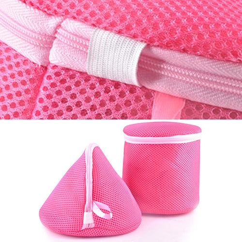 2 PCS Underwear Bra Laundry Mesh Wash Basket Net Washing Storage Zipper Bag Round