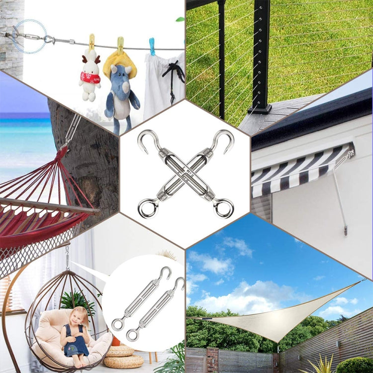 Flower Basket Screws 304 Stainless Steel Wire Rope Hook Tensioner, Specification:M5(Silver)