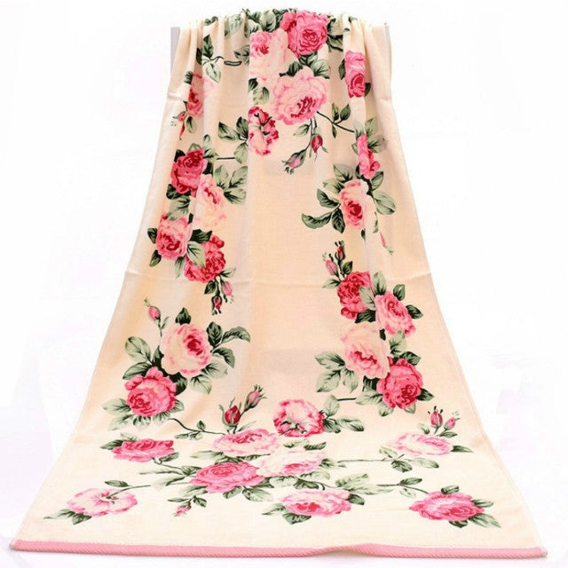 Unisex Peony Towel Cotton Bath Towel Beach Towel, Size:74x34cm