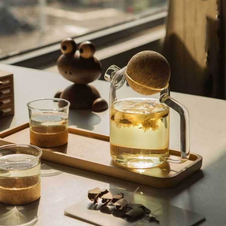 High Borosilicate Glass Cork Lid Teapot Juice Cold Kettle, Style:Medium Ball