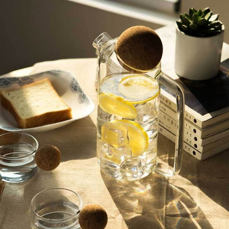 High Borosilicate Glass Cork Lid Teapot Juice Cold Kettle, Style:Large Ball