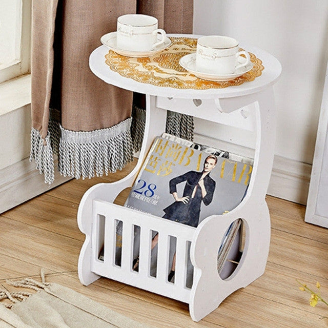 Pastoral Leisure Simple European Hollow Carved Coffee Table Desk Storage Rack of Casual Magazine