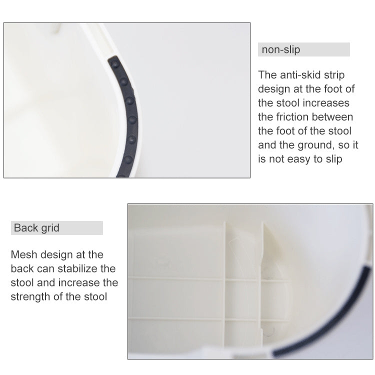 Plastic Thickening Bathroom Anti-skid Stool, Style:White Height 23cm + 1 Toilet Brush