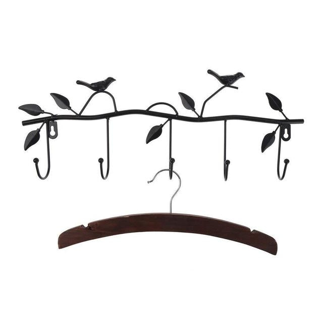 2 PCS Wrought Iron Birds Pattern Decorated Simple Clothes Hooks