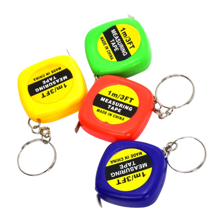 4 PCS Portable Easy to Retract Square Small Tape Measure Key Ring Pendant(Random Color Delivery)