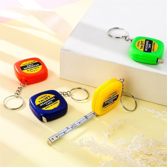 4 PCS Portable Easy to Retract Square Small Tape Measure Key Ring Pendant(Random Color Delivery)