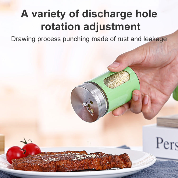 Stainless Steel Lid Glass Seasoning Jar Kitchen Supplies (Transparent)