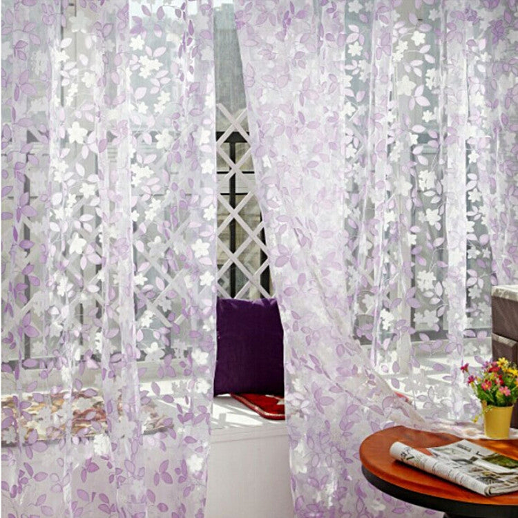Romantic Tulle Pastoral Window Screens Door Balcony Curtain, Size:1Mx2.8M Not Processed(Purple)
