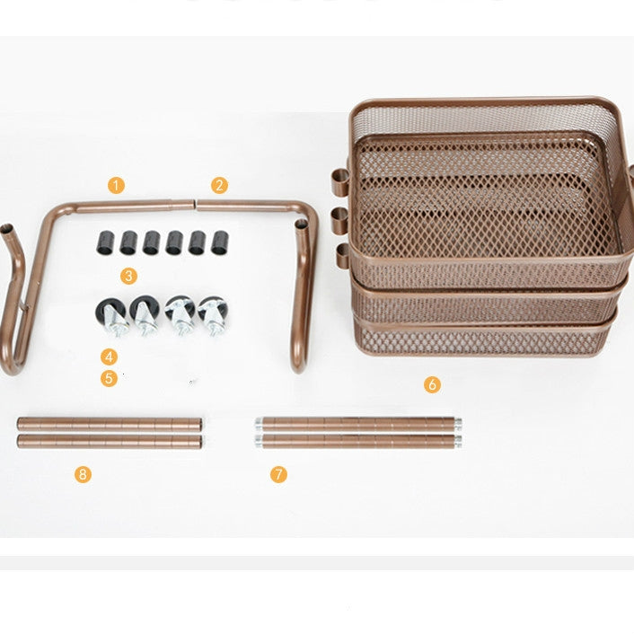 Metal Kitchen Trolley Carts Wheeled Storage Rack Shelf Vegetable Floor Bathroom Shelf Storage