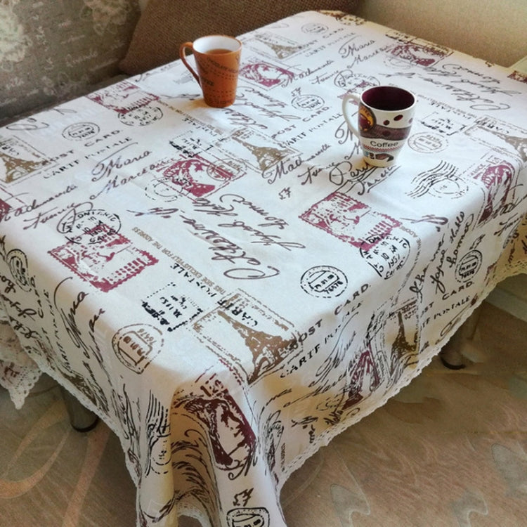 Eiffel Tower Cotton Linen Tablecloth Multi-purpose Universal Coffee Table Dustproof Cover, Size:140x250cm