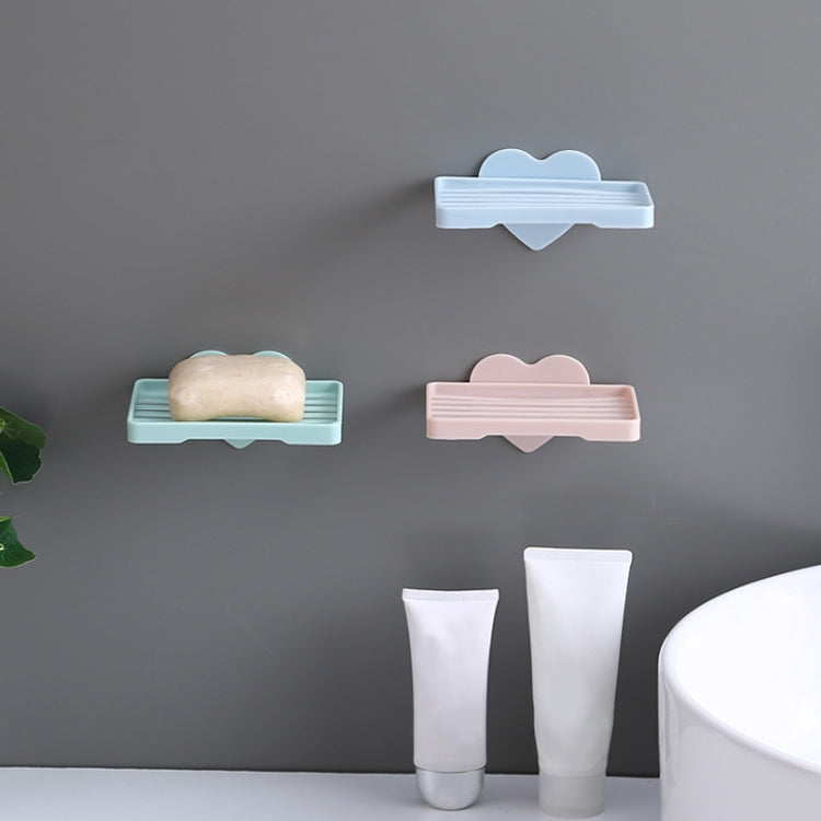 Love Heart Shape Sucker Soap Dish Bathroom Kitchen Wall-mounted Drain Suction Cup(Pink)