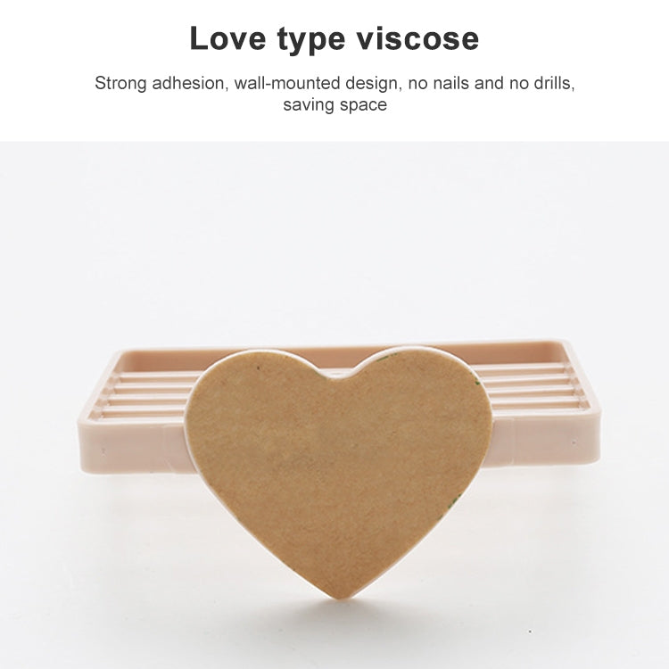 Love Heart Shape Sucker Soap Dish Bathroom Kitchen Wall-mounted Drain Suction Cup(Pink)
