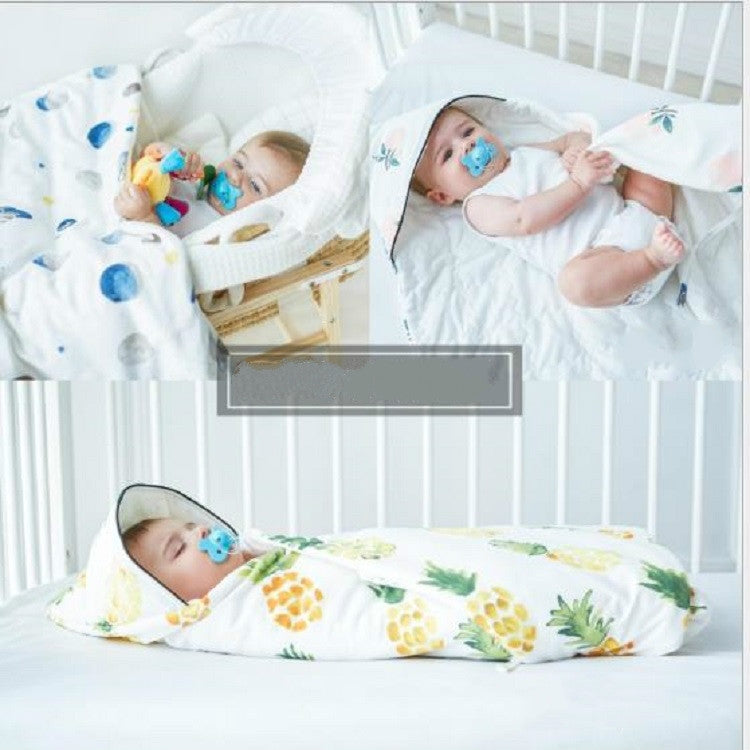 Spring and Autumn Thick Warm Sleeping Bag Blanket Winter Quilt Can Be Detached, Style:Thick Pineapple