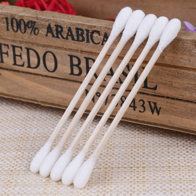 200 PCS / 2 Pack Disposable Double-headed Cotton Swab Portable Cleaning Makeup Tool